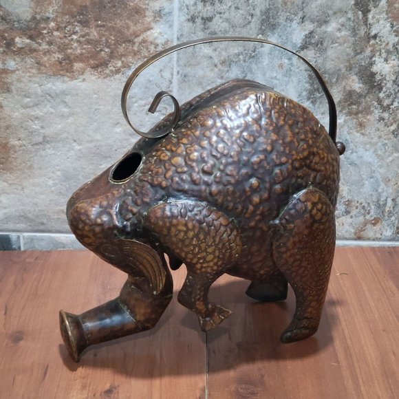 Vintage Metal Elephant Hammered Copper Water Can - Picture 4 of 15